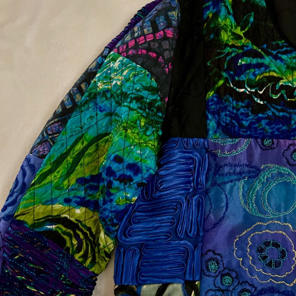 Silk Patchwork Quilted Open Jacket - image 6